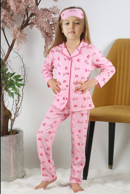 Barbie Desenli Pembe Pijama Takımı