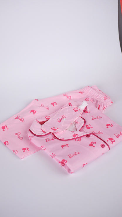 Barbie Desenli Pembe Pijama Takımı