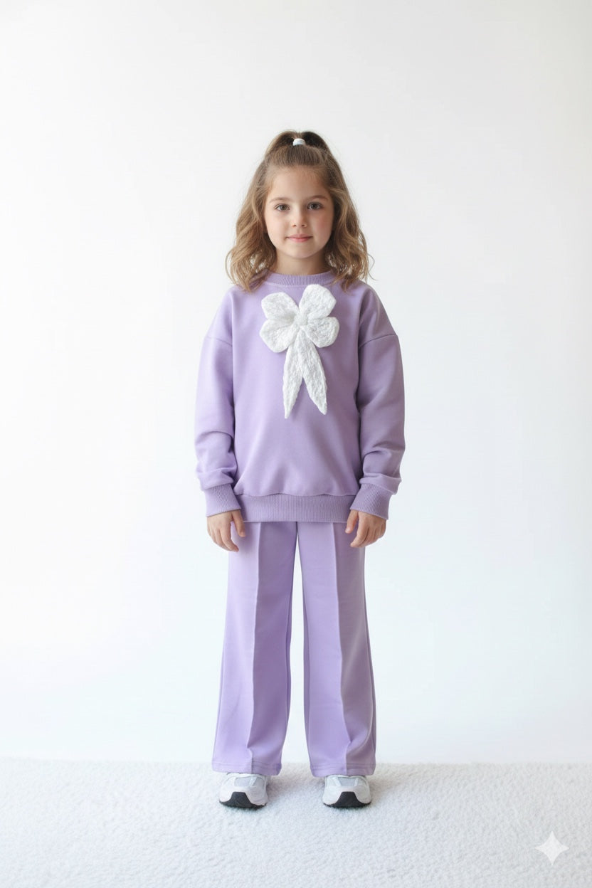 Lila 2 Li çicek Desenli Takım