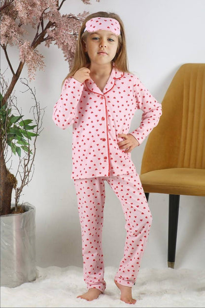 Kalp Desenli Pijama Takımı