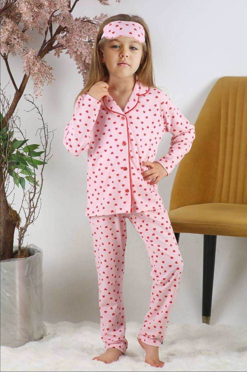 Kalp Desenli Pijama Takımı